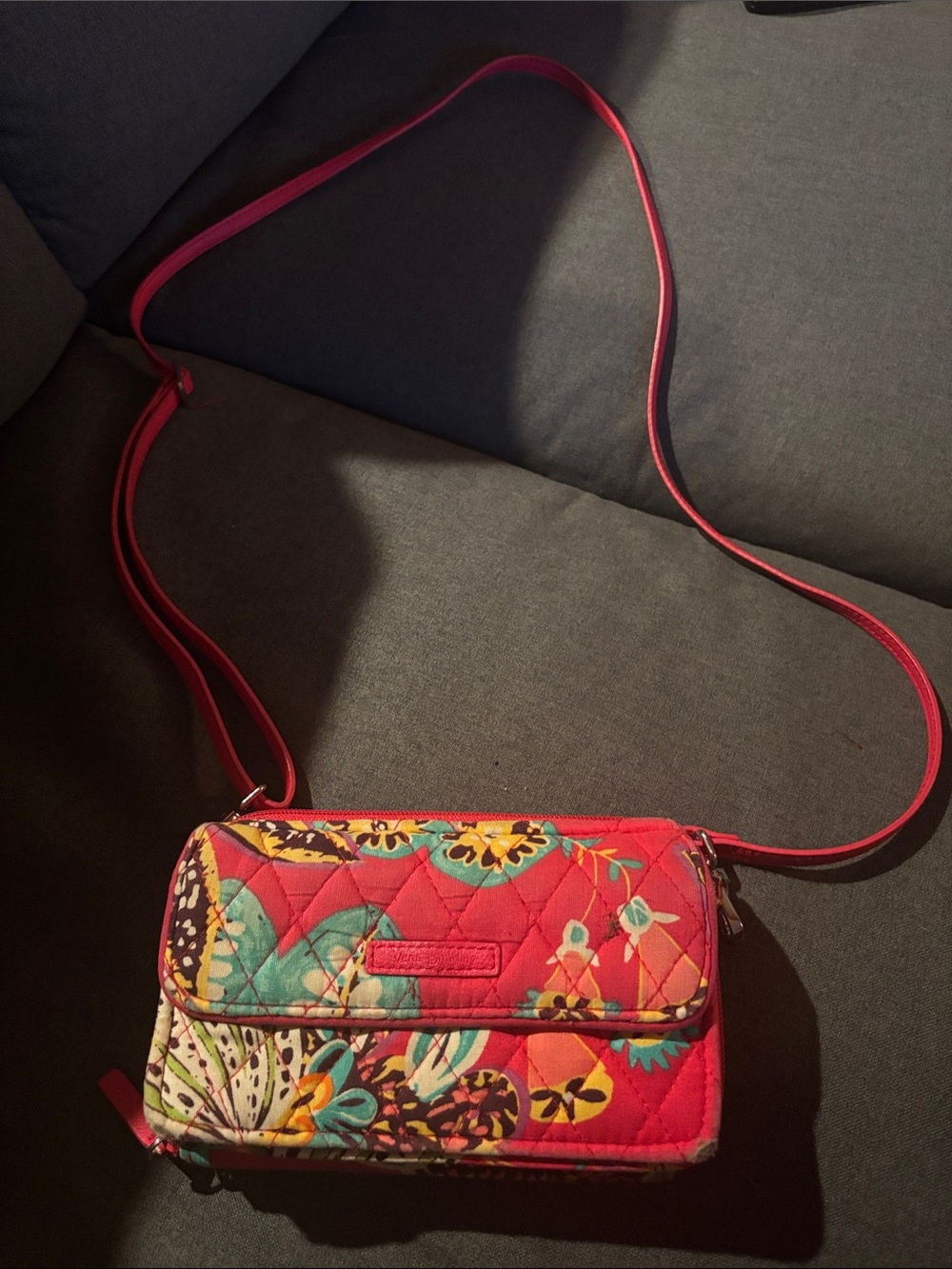 Vera Bradley small Quilted Floral Crossbody Bag in Red